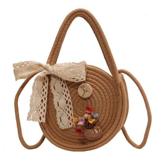 Damen Jute-Umhängetasche mit floralen Applikationen Nord Taschen