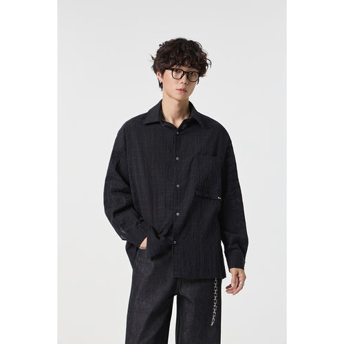 Herren Oversize Baumwoll-Leinen-Gauze-Hemd mit Brusttasche und Kentkragen Nord Taschen