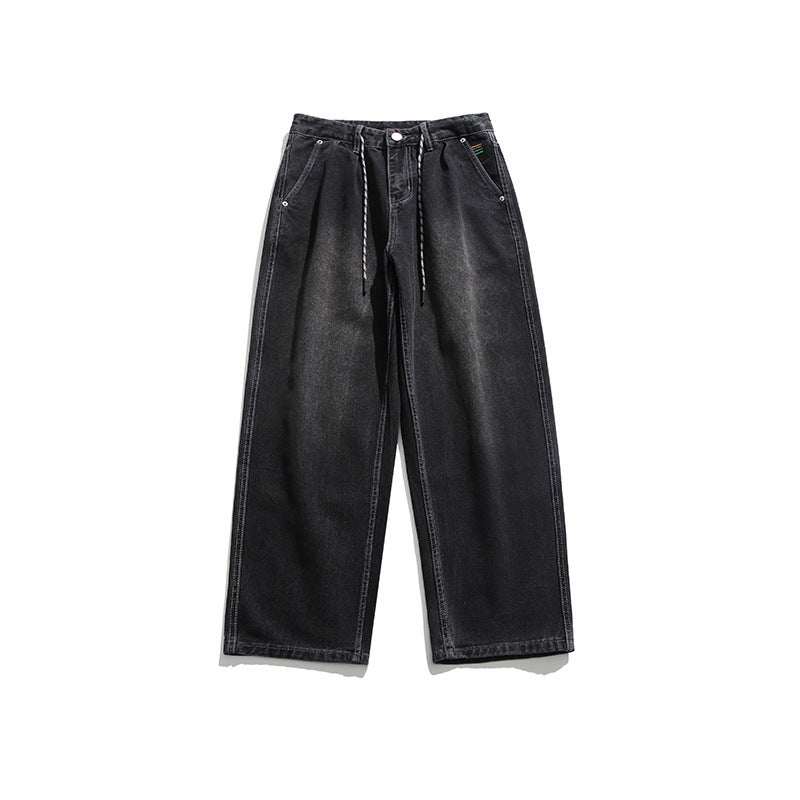 Unisex Weite Baggy-Jeans mit Tunnelzugbund, Faltenvordern und Utility-Taschen Nord Taschen