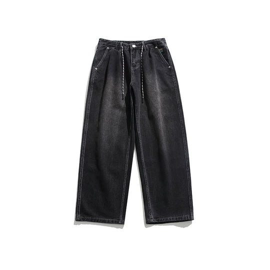 Unisex Weite Baggy-Jeans mit Tunnelzugbund, Faltenvordern und Utility-Taschen Nord Taschen