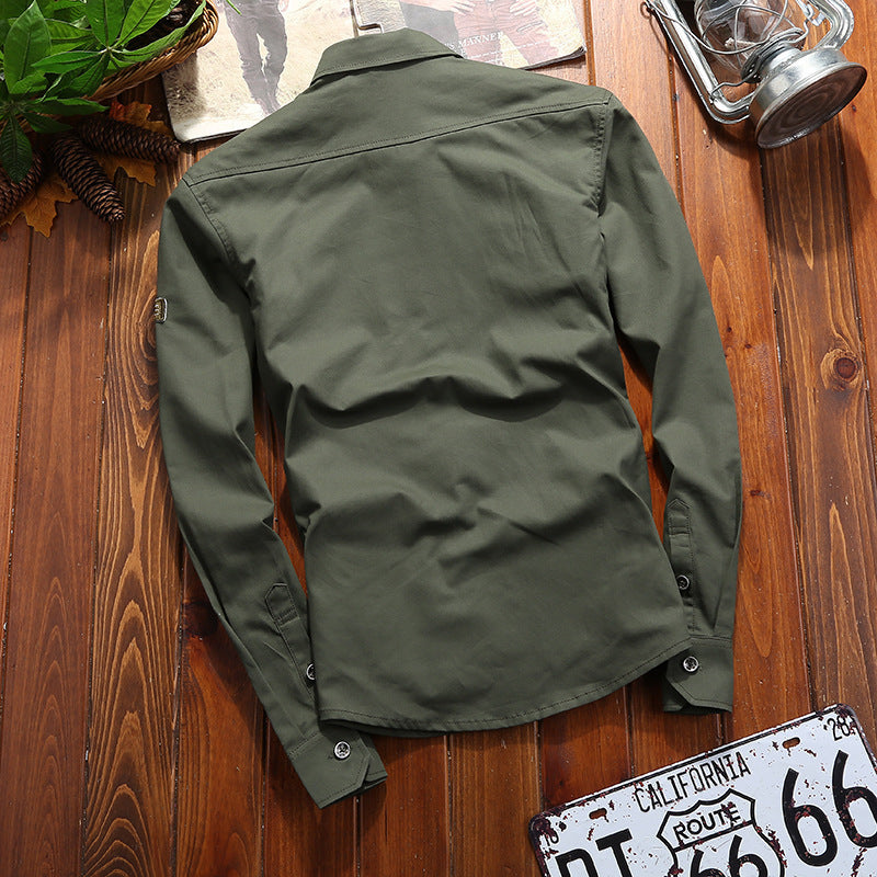 Herren Militärinspirierte Utility‑Hemdjacke mit Schulterklappen und Pattentaschen Nord Taschen