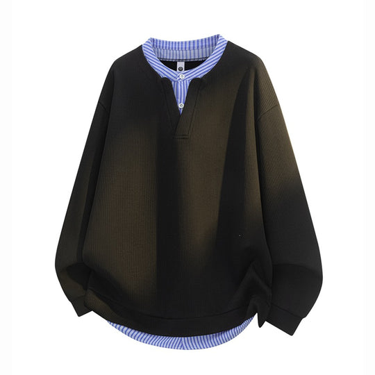 Herren Oversize-Struktur-Sweatshirt mit Hemd-Layer-Effekt Nord Taschen