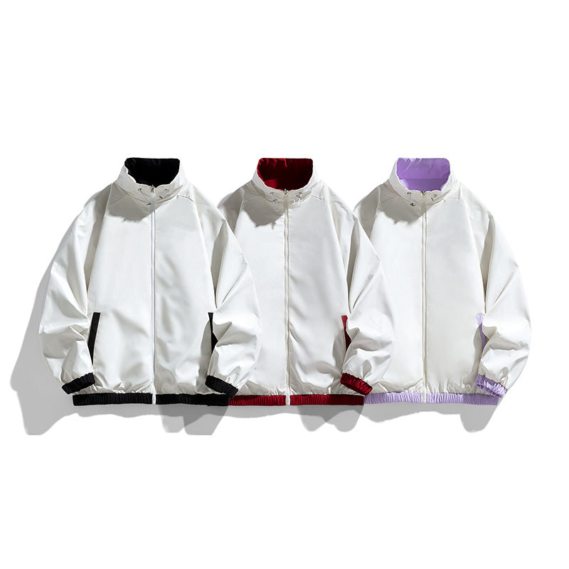 Damen Leichte Oversize-Trainingsjacke mit Stehkragen, Kontraststreifen und elastischem Saum Nord Taschen