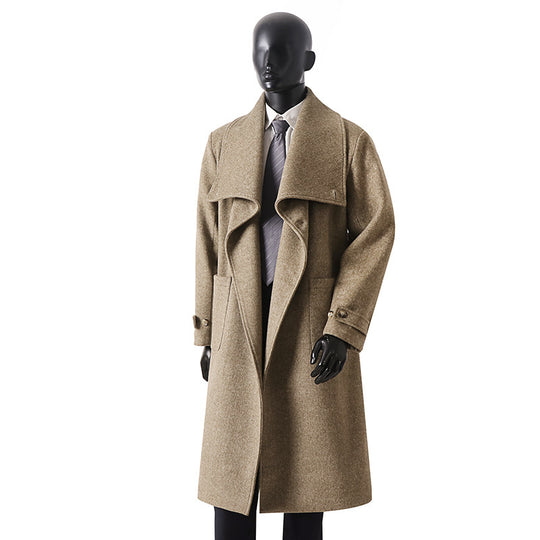 Herren Eleganter Langmantel aus Wollmix mit großzügigem Schalkragen und Krempelmanschetten Nord Taschen