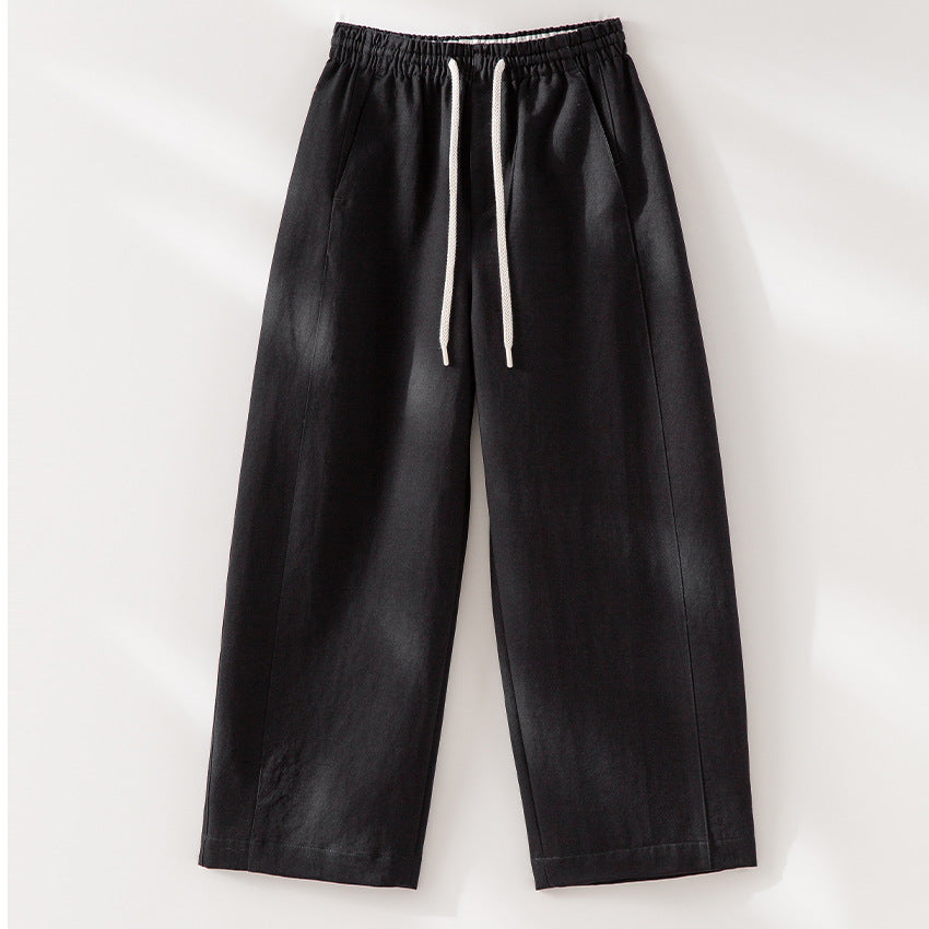 Damen Weite High‑Waist Leinenmix-Hose mit elastischem Bund und Kordelzug Nord Taschen