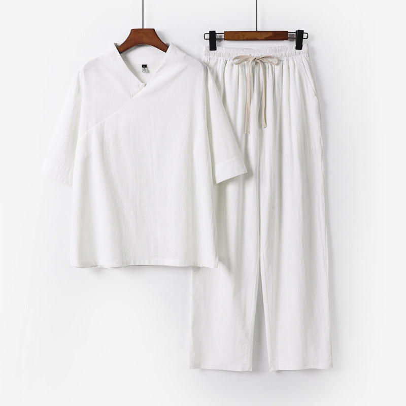 Unisex Leichtes Kimono-Loungewear-Set mit V-Ausschnitt und Tunnelzug-Hose Nord Taschen