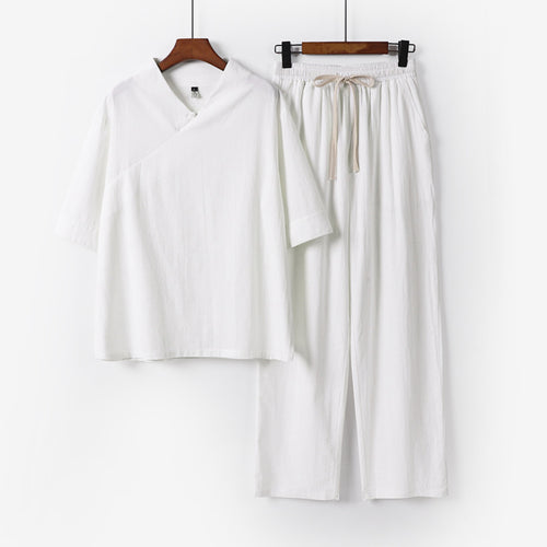 Unisex Leichtes Kimono-Loungewear-Set mit V-Ausschnitt und Tunnelzug-Hose Nord Taschen