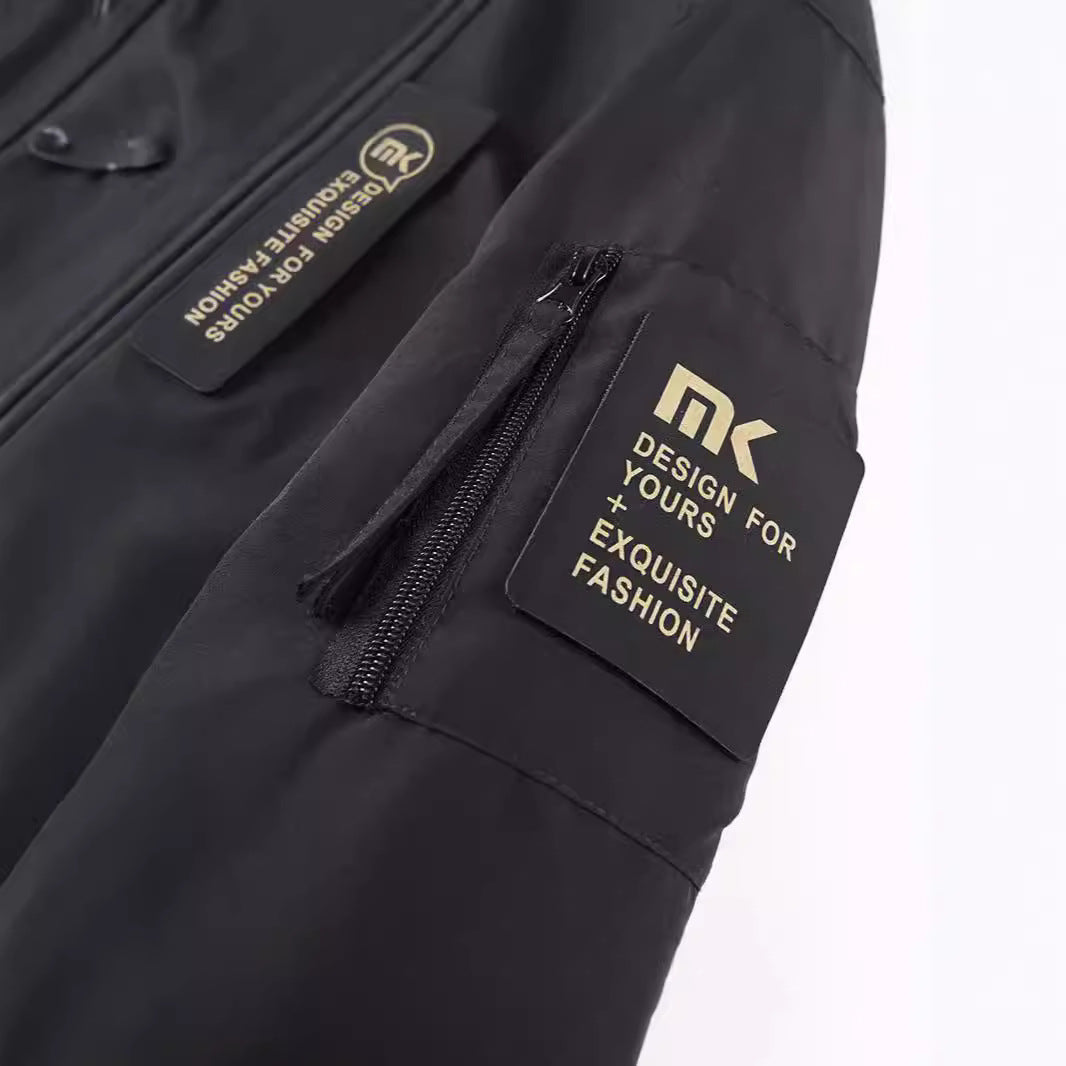 Herren Kapuzen-Fieldjacke mit Camouflage-Netzfutter und wasserabweisender Utility-Außenlage Nord Taschen