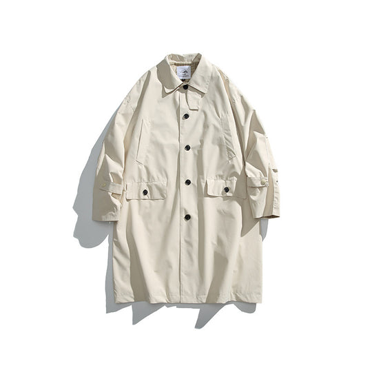Herren übergroßer wasserdichter Trenchcoat mit Stehkragen und kariertem Futter Nord Taschen