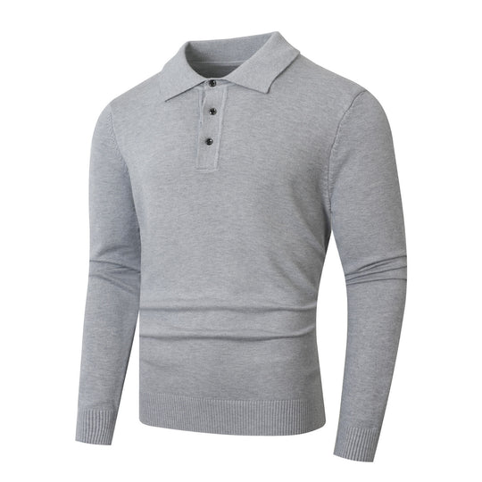 Herren Feinstrick-Poloshirt mit langem Arm und Dreiknopfleiste Nord Taschen