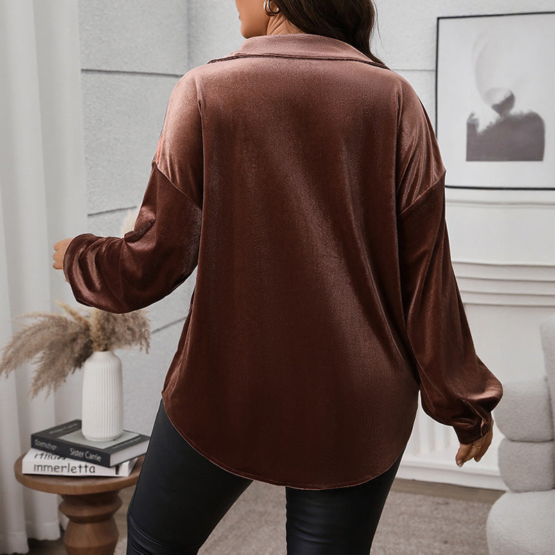 Damen Elegante Satinbluse mit Brusttasche Nord Taschen