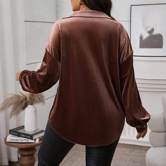 Damen Elegante Satinbluse mit Brusttasche Nord Taschen