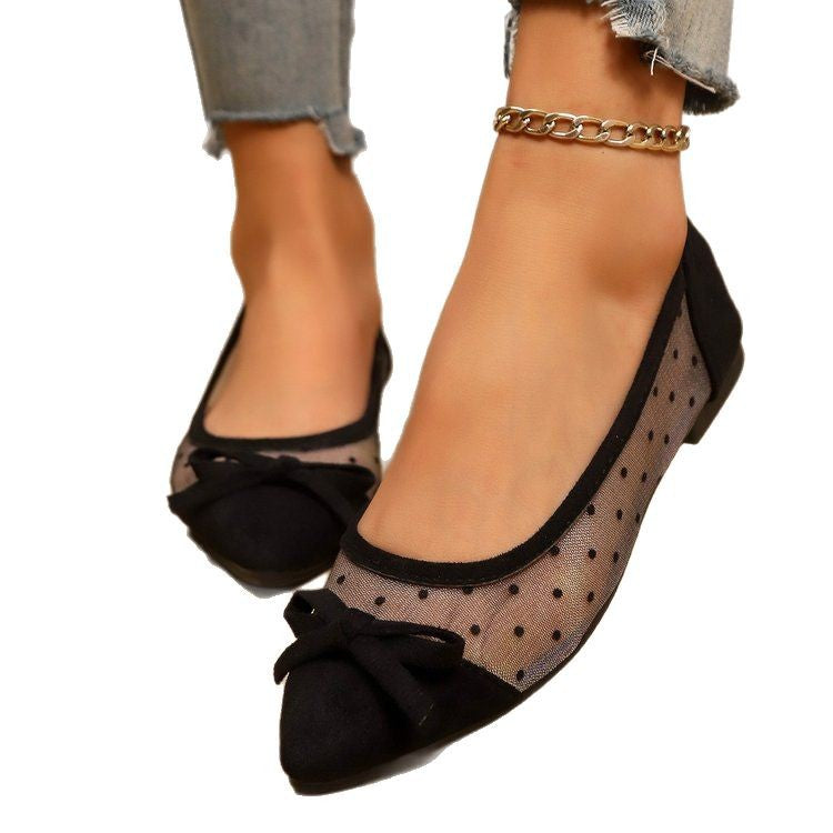 Damen  spitze Ballerina-Slipper mit transparentem Mesh und gepolstertem Fußbett Nord Taschen