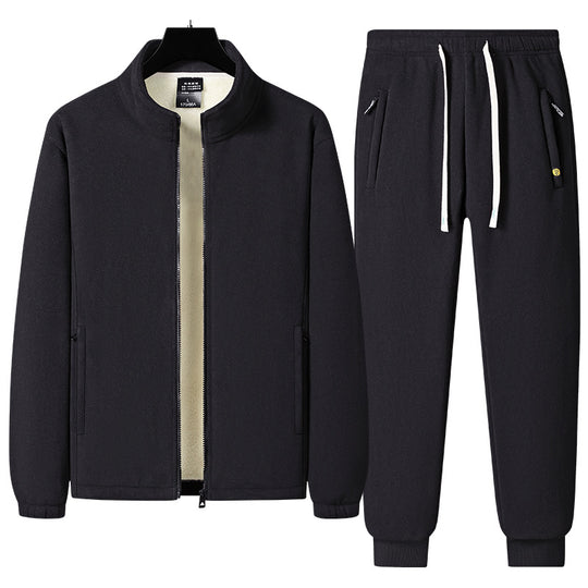 Herren Dreiteiliges Thermo-Fleece-Trainingsset mit wattierter Weste und Jogginghose Nord Taschen