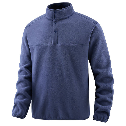 Herren Fleece-Pullover mit Stehkragen und Druckknopf-Leiste für wärmende Zwischenschicht Nord Taschen