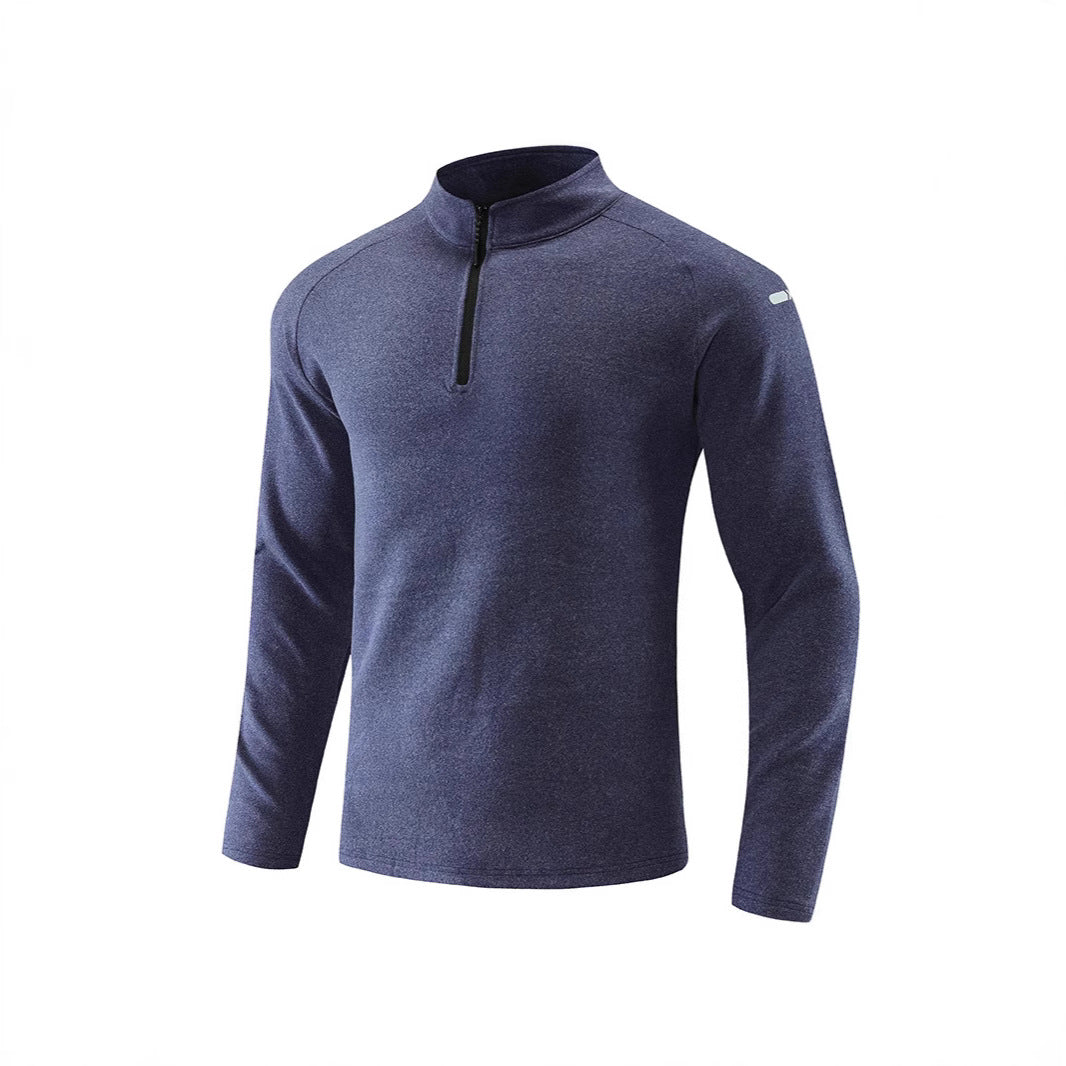 Herren Atmungsaktives Funktions-Langarmshirt mit Stehkragen und kurzem Reißverschluss Nord Taschen