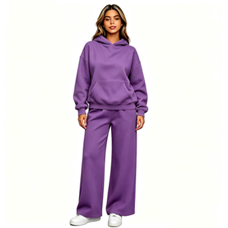 Damen Lässiger Kapuzenpullover mit weiten Hosen Nord Taschen