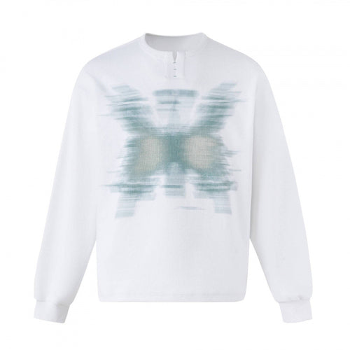 Unisex Oversize-Sweatshirt mit Henley-Ausschnitt und verschwommenem Schmetterlings-Print Nord Taschen