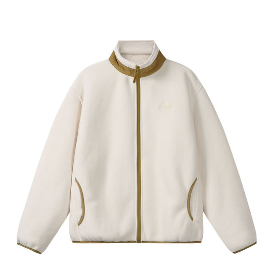 Unisex Oversize Fleece-Zipjacke mit Stehkragen und Kontrastpaspel Nord Taschen