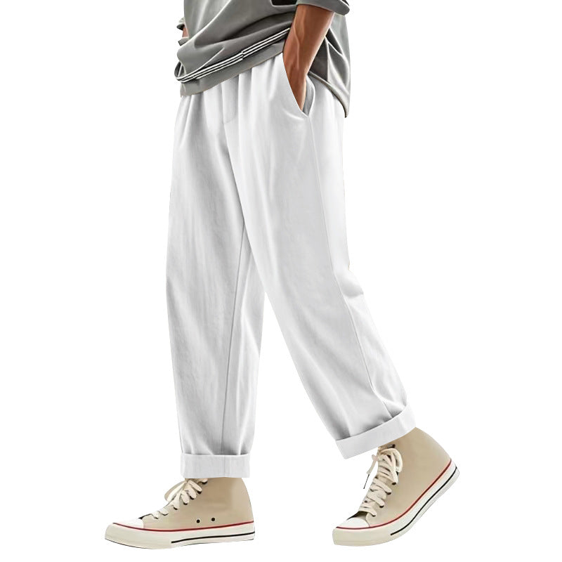 Herren lockere Chino-Hosen mit seitlichen Taschen und elastischem Bund