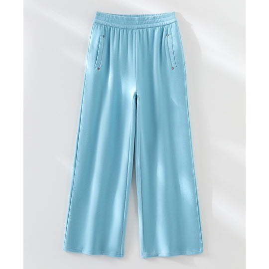 Damen Weite Satin-Loungehose mit elastischem Bund und Eingrifftaschen Nord Taschen