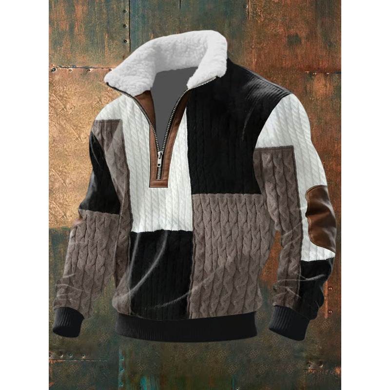Herren Urbaner Fleece Pullover mit Baum-Motiv Nord Taschen