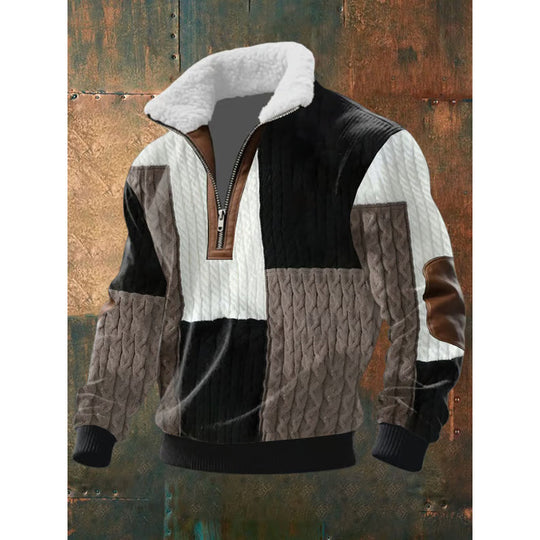 Herren Urbaner Fleece Pullover mit Baum-Motiv Nord Taschen