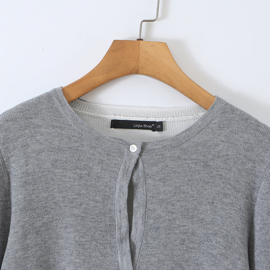 Damen Feinstrick-Bolero mit eingearbeitetem Hemd-Panel und Knopfdetails Nord Taschen