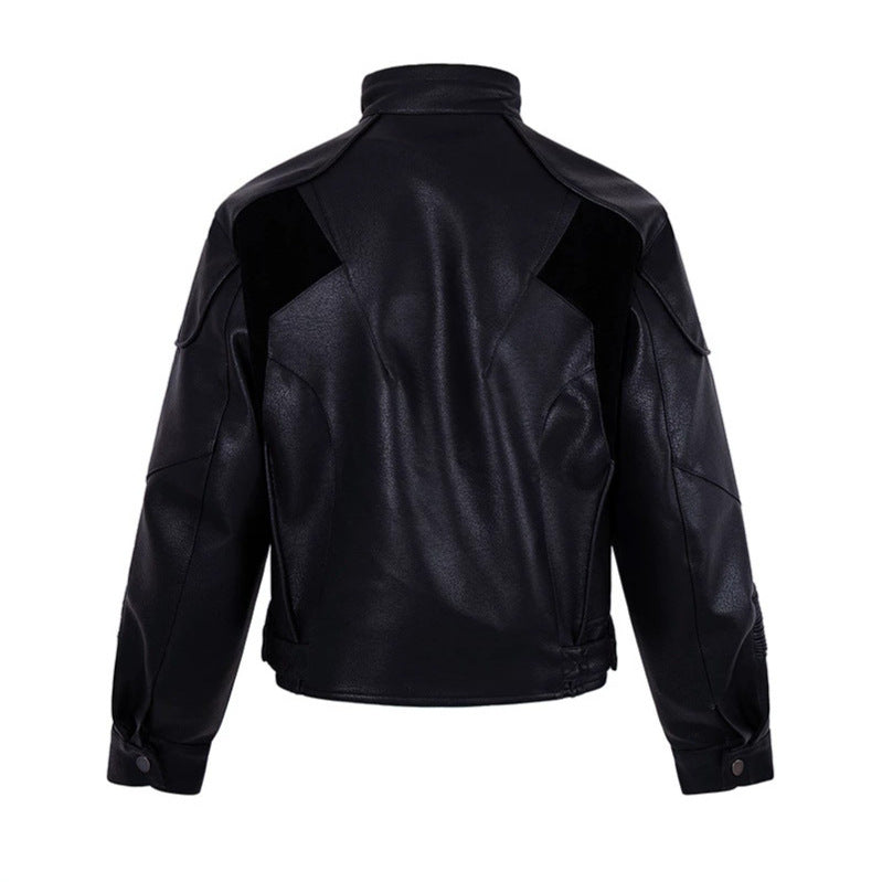 Herren Bikerjacke aus Lederimitat mit Stehkragen Reißverschlusstaschen und gesteppter Ellenbogenpartie Nord Taschen