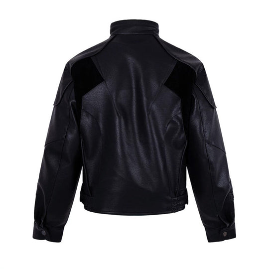 Herren Bikerjacke aus Lederimitat mit Stehkragen Reißverschlusstaschen und gesteppter Ellenbogenpartie Nord Taschen