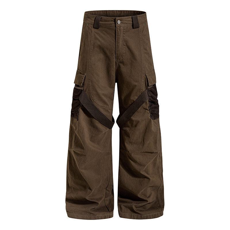 Damen Weite Cargo‑Palazzo‑Hose mit Utility‑Taschen und Mesh‑Einsätzen Nord Taschen