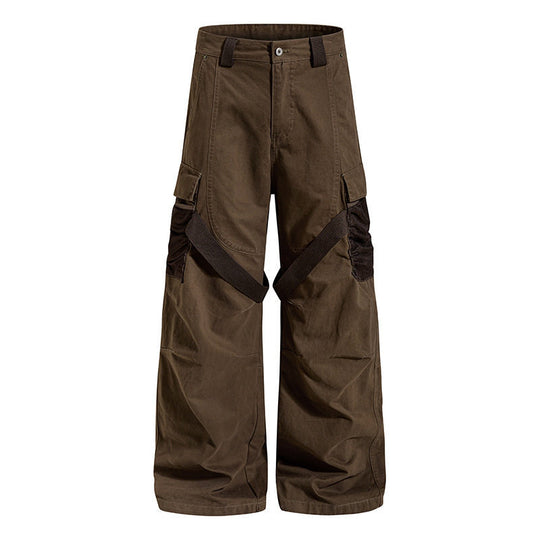 Damen Weite Cargo‑Palazzo‑Hose mit Utility‑Taschen und Mesh‑Einsätzen Nord Taschen