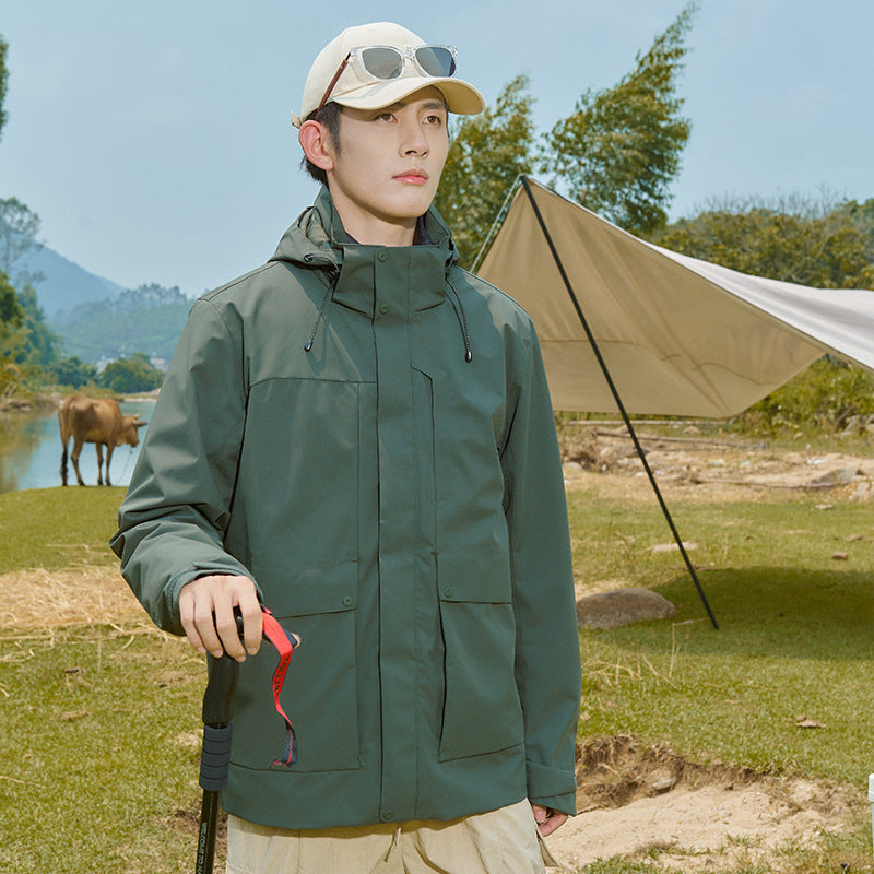 Herren Technische wasserdichte Parka-Jacke mit verstellbarer Kapuze und multifunktionalen Taschen Nord Taschen