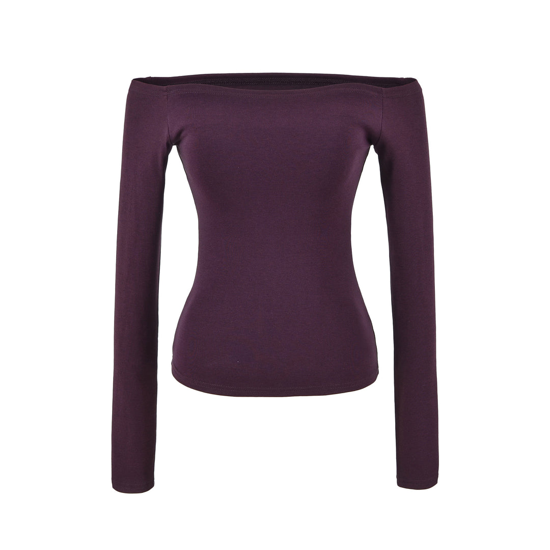 Damen Enganliegendes Off-Shoulder Longsleeve aus Stretch-Jersey Nord Taschen