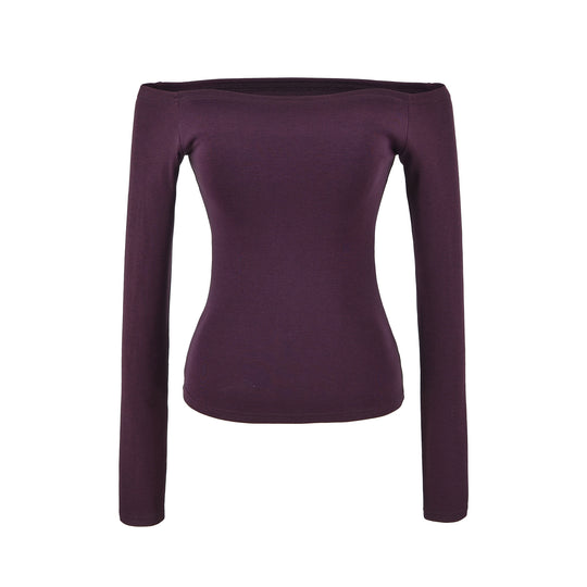 Damen Enganliegendes Off-Shoulder Longsleeve aus Stretch-Jersey Nord Taschen