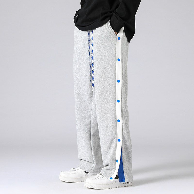 Herren Weite Sweatpants mit seitlichem Druckknopfverschluss, Kordelzug & kontrastierten Einsätzen Nord Taschen