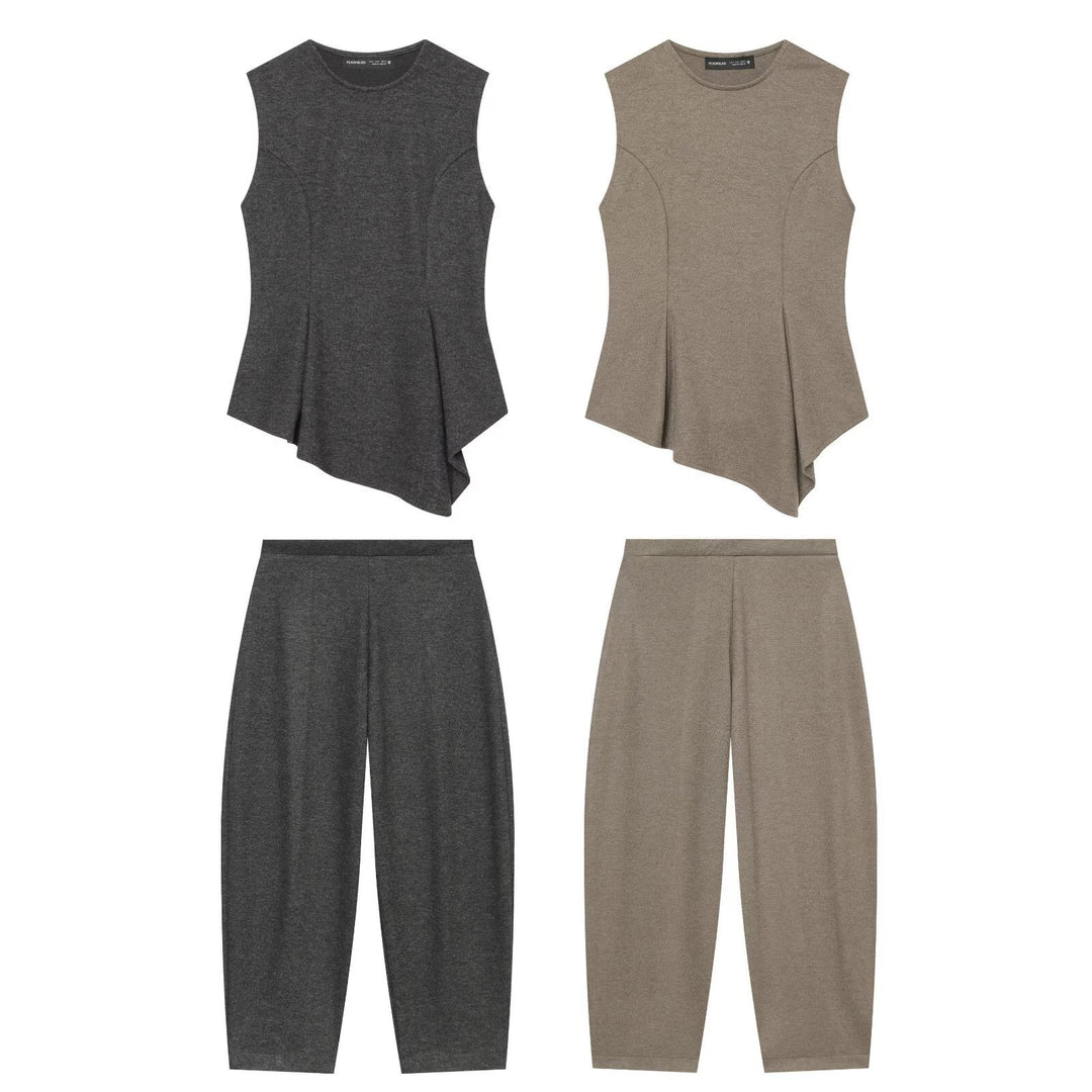 Damen Hochtaillierte konisch geschnittene Loungehose mit verdecktem Bund Nord Taschen