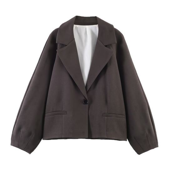 Damen Cropped Boxy-Blazer mit weitem Ballonärmel Nord Taschen