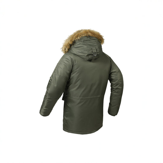 Herren langer isolierter Parka mit Kunstfellkapuze und Thermowattierung Nord Taschen