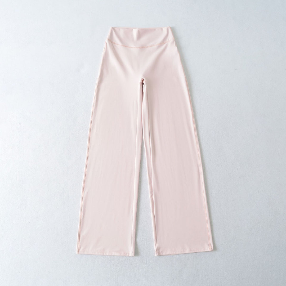 Damen Weite High Waist Loungehose aus Stretchjersey mit fließendem Schlag Nord Taschen