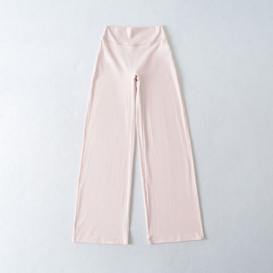 Damen Weite High Waist Loungehose aus Stretchjersey mit fließendem Schlag Nord Taschen