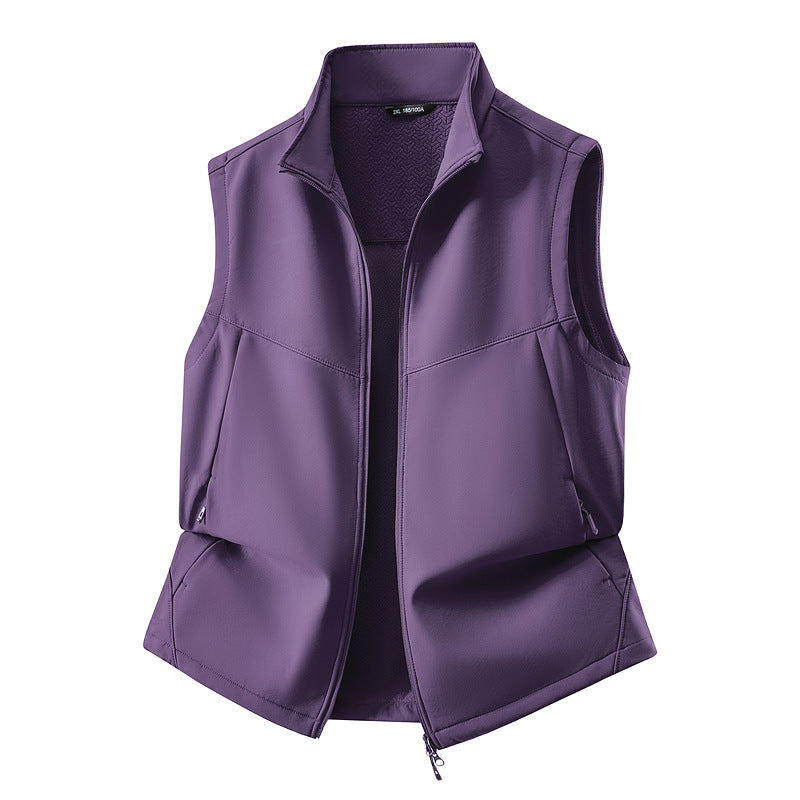 Damen Ärmellose Softshell-Weste mit Stehkragen, Stretchfutter und Zweiwege-Reißverschluss Nord Taschen