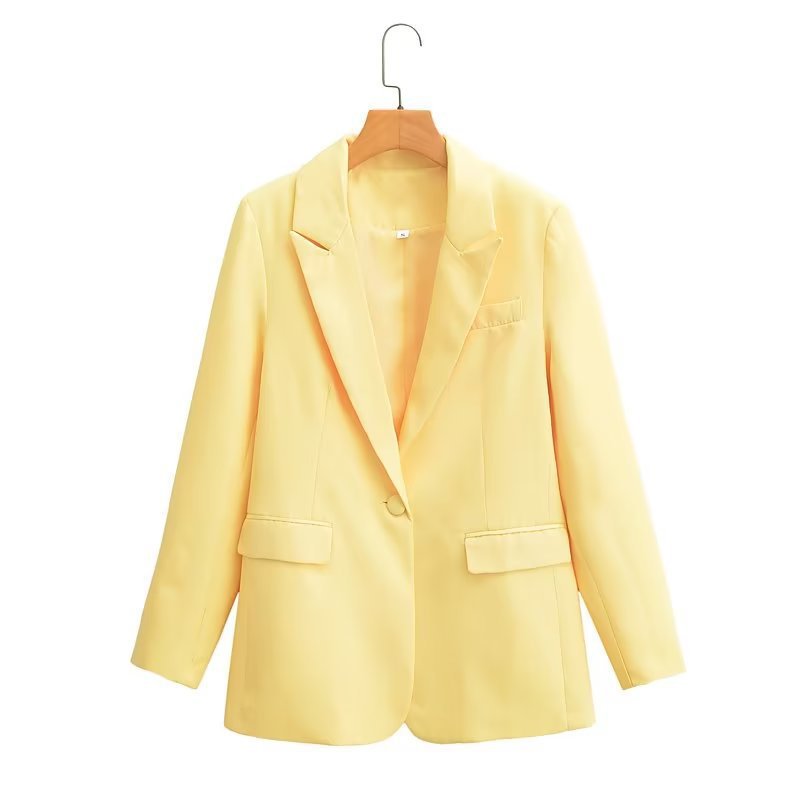 Damen Oversize-Blazer mit fallendem Revers Ein-Knopf-Verschluss und Pattentaschen Nord Taschen