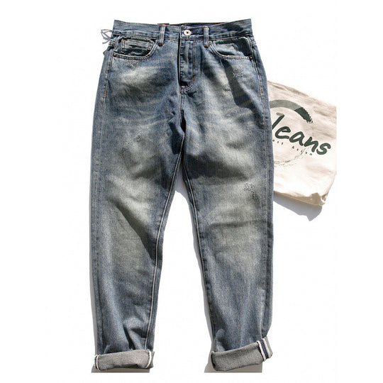 Herren Relaxed-Tapered Vintage-Jeans mit Used‑Effekt und aufgekrempeltem Saum Nord Taschen