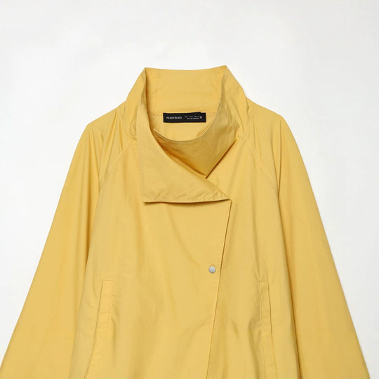 Damen Kurze wasserabweisende Übergangsjacke mit Funnelkragen, Tunnelzugsaum und Raglanärmeln Nord Taschen