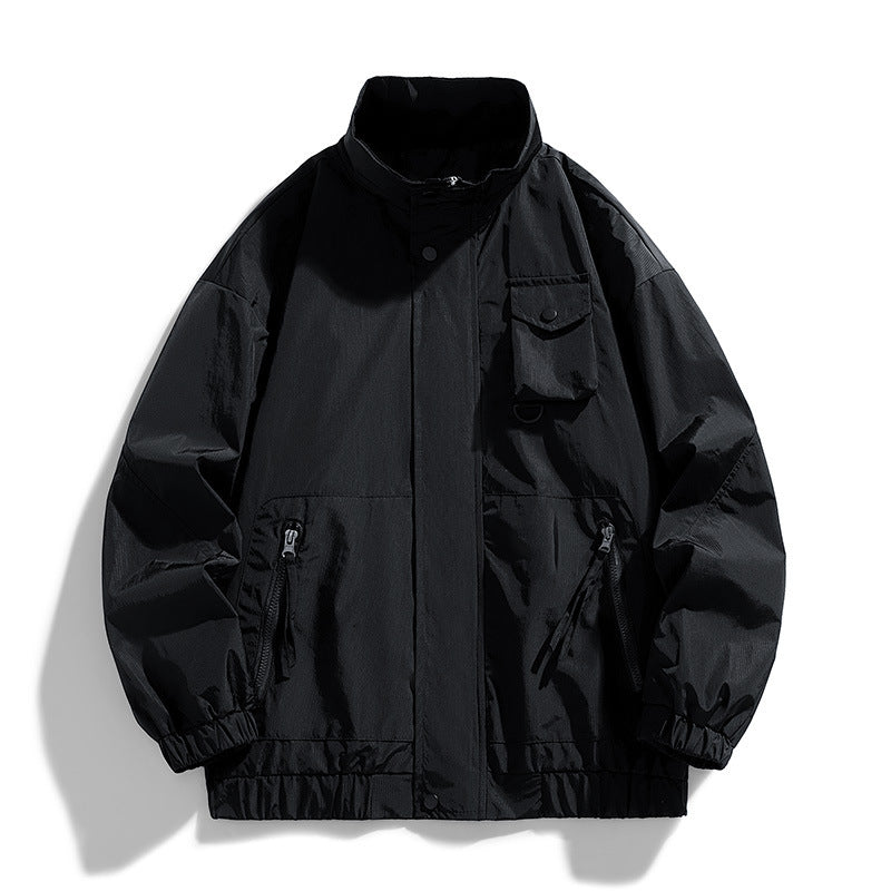 Herren Leichte technische Utility-Übergangsjacke mit Stehkragen und Multifunktionstaschen Nord Taschen