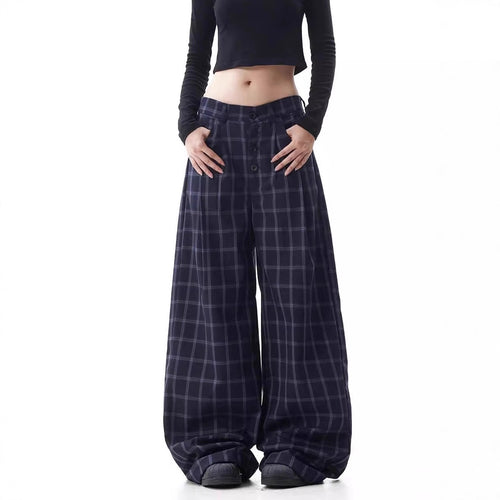 Damen Weitgeschnittene Karottenhose mit Karo-Muster Nord Taschen