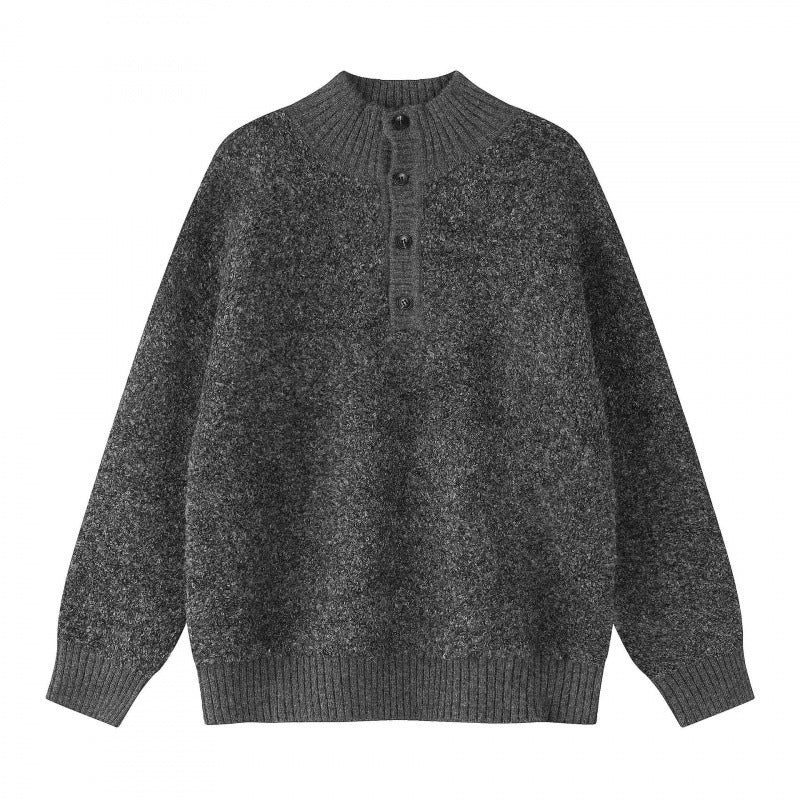 Unisex Boxy-Strickpullover mit Henley-Knopfleiste und hochgezogenem Rippkragen Nord Taschen