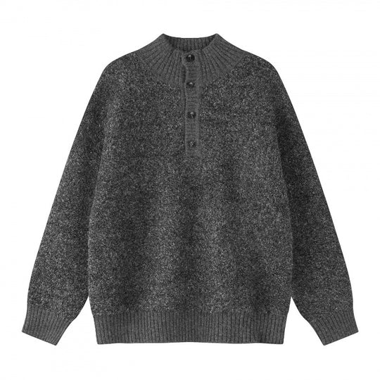 Unisex Boxy-Strickpullover mit Henley-Knopfleiste und hochgezogenem Rippkragen Nord Taschen