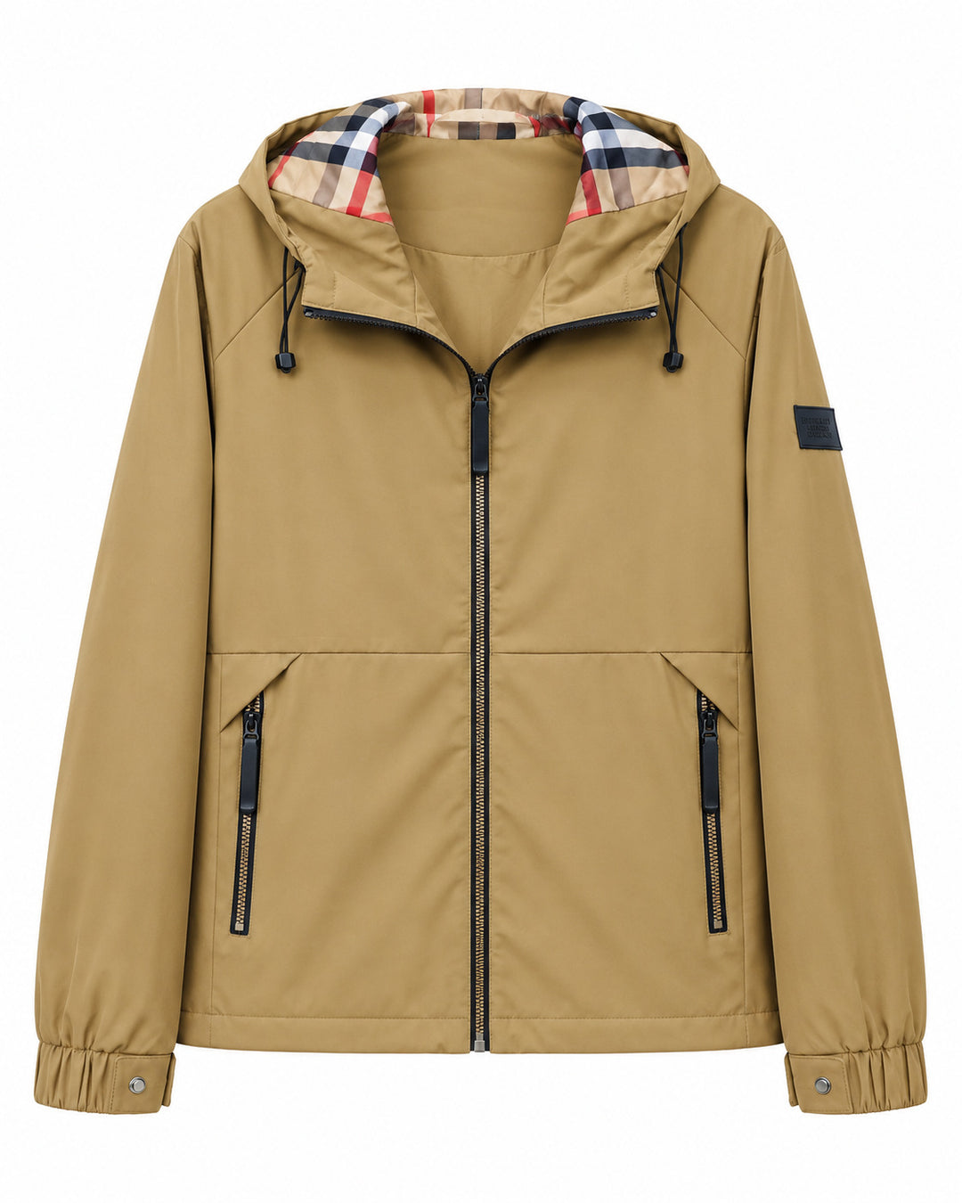 Herren leichte winddichte Softshell‑Kapuzenjacke mit kariert gefütterter Kapuze Nord Taschen